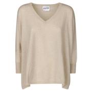 Kasjmier V-hals trui Oversized Fit Kujten , Beige , Dames