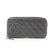 Pre-owned Leather wallets Chanel Vintage , Black , Dames