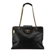 Pre-owned Leather handbags Chanel Vintage , Black , Dames