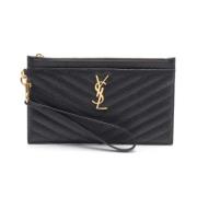 Pre-owned Leather clutches Yves Saint Laurent Vintage , Black , Dames