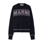 Logo Front Jersey Sweaters Marni , Black , Heren