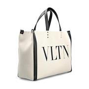 Stijlvolle Leren Tas Valentino , Beige , Dames