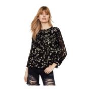 Sterren Dionne Zijden Blouse Loveshackfancy , Black , Dames