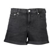 Zwarte Dames Jeans Shorts met Logo Calvin Klein , Black , Dames