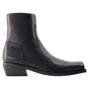 Leather boots Versace , Black , Dames