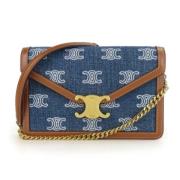 Pre-owned Leather shoulder-bags Celine Vintage , Blue , Dames