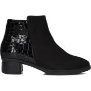 Dames Enkellaarzen Zwart Nubuck Hartjes , Black , Dames