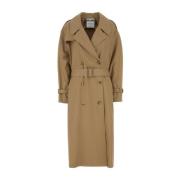 Oversize Beige Gabardine Trench Coat Moschino , Beige , Dames