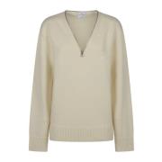 Beige Wolle Rits Trui Courrèges , Beige , Dames