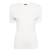 Satijnen Geribbelde Korte Mouw T-shirt Wit Joseph , White , Dames