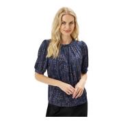 Blauwe Grazia Blouse met Pofmouwen IN Front , Blue , Dames