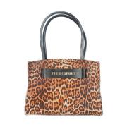 Luipaardprint Shopping Bag met Logo Plein Sport , Brown , Dames