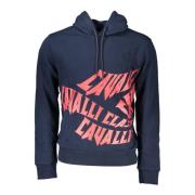 Blauwe hoodie met print Cavalli Class , Blue , Heren