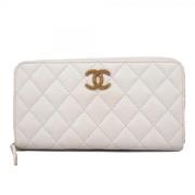 Pre-owned Leather wallets Chanel Vintage , White , Dames