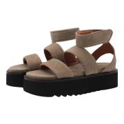 Chunky Plateau Sandalen Dessert Suède Billi Bi , Beige , Dames