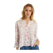 Bloemenblouse met kantdetails Loveshackfancy , White , Dames