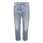 Stone Washed Denim Jeans Happy Golden Goose , Blue , Heren