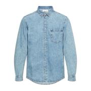 Denim shirt Sadamon Samsøe Samsøe , Blue , Heren