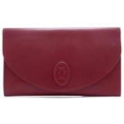 Pre-owned Leather clutches Cartier Vintage , Red , Dames