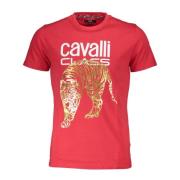 Rode korte mouwen heren T-shirt print Cavalli Class , Red , Heren