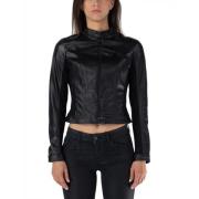 Zwarte Kunstleren Jas Nieuwe Fiammetta Guess , Black , Dames