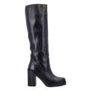 Zwarte Gesloten Leren Kniehoge Laarzen Stuart Weitzman , Black , Dames