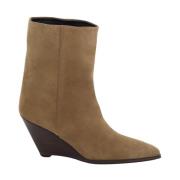 Suede Mid-High Enkellaars Closed , Beige , Dames