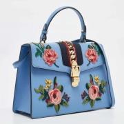 Pre-owned Leather handbags Gucci Vintage , Blue , Dames