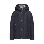 Blauwe Afneembare Hoodiejas met Tartan Patroon Aquascutum , Blue , Her...