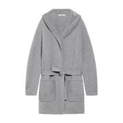 Grijze wollen mantel met capuchon Max Mara , Gray , Dames