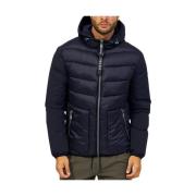 Gewatteerde nylon jas met capuchon en rits YES ZEE , Blue , Heren