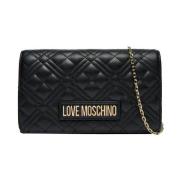 Gewatteerde Ketting Logo Schoudertas Love Moschino , Black , Dames