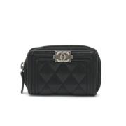 Pre-owned Leather wallets Chanel Vintage , Black , Heren