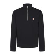 Fox Head Patch Half Zip Sweater Maison Kitsuné , Black , Heren