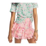 Roze Bloemen Mini Rok Loveshackfancy , Pink , Dames