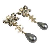 Pre-owned Metal earrings Chanel Vintage , Gray , Dames