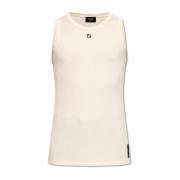 Geribbelde top met logo Fendi , Beige , Heren