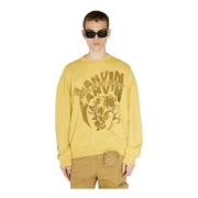 Katoenen Fleece Logo Print Sweatshirt Lanvin , Yellow , Heren