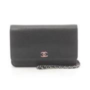 Pre-owned Leather shoulder-bags Chanel Vintage , Black , Dames