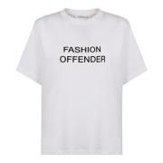 Geribbelde crew-neck T-shirt in katoenmix Victoria Beckham , White , D...