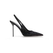 Zwarte Velvet Slingback met Pijl Teen Paris Texas , Black , Dames