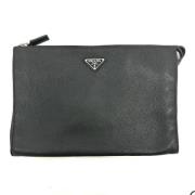 Pre-owned Leather clutches Prada Vintage , Black , Heren