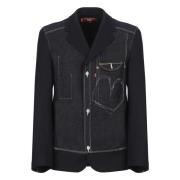 Blauwe Denim Jas met Reverskraag Junya Watanabe , Blue , Heren