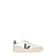 Witte Leren Sneakers Ronde Neus Vetersluiting Veja , White , Dames