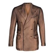 Heren Wollen Blazer, Dubbel-Breasted Stijl Gabriele Pasini , Brown , H...