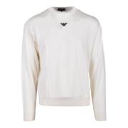 Witte Wol Ronde Hals Gebreide Kleding Emporio Armani , White , Heren