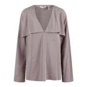 Zijden sjaalblouse met cape-mouwen Helmut Lang , Gray , Dames