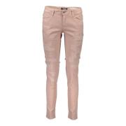 Roze katoenen jeans & broek, versleten effect, logo Just Cavalli , Pin...