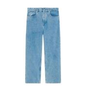 Baggy Jeans met Rivets en Leren Patch Drole de Monsieur , Blue , Heren