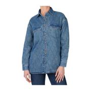 Denim Overshirt Gewatteerd Dameshemd Pepe Jeans , Blue , Dames